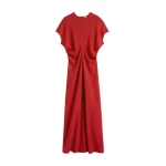 Totême Slouch waist wool dress in Poppy - Dresses - Scandinavian Minimalist Luxury at Coveti