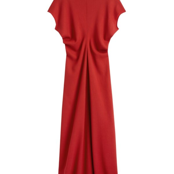 Totême Slouch waist wool dress in Poppy - Dresses - Scandinavian Minimalist Luxury at Coveti