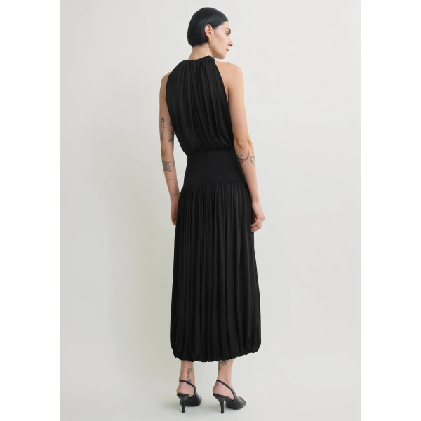 Totême Soft gathered dress in Black - Dresses - Scandinavian Minimalist Luxury at Coveti