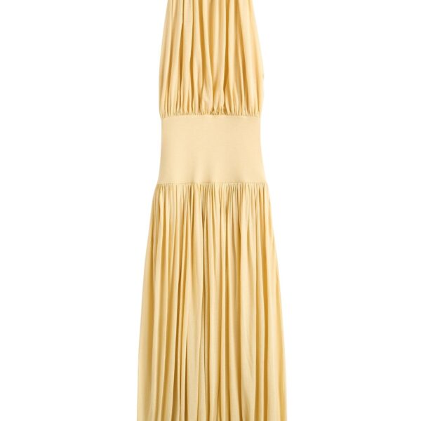 Totême Soft gathered dress in Champagne - Dresses - Scandinavian Minimalist Luxury at Coveti
