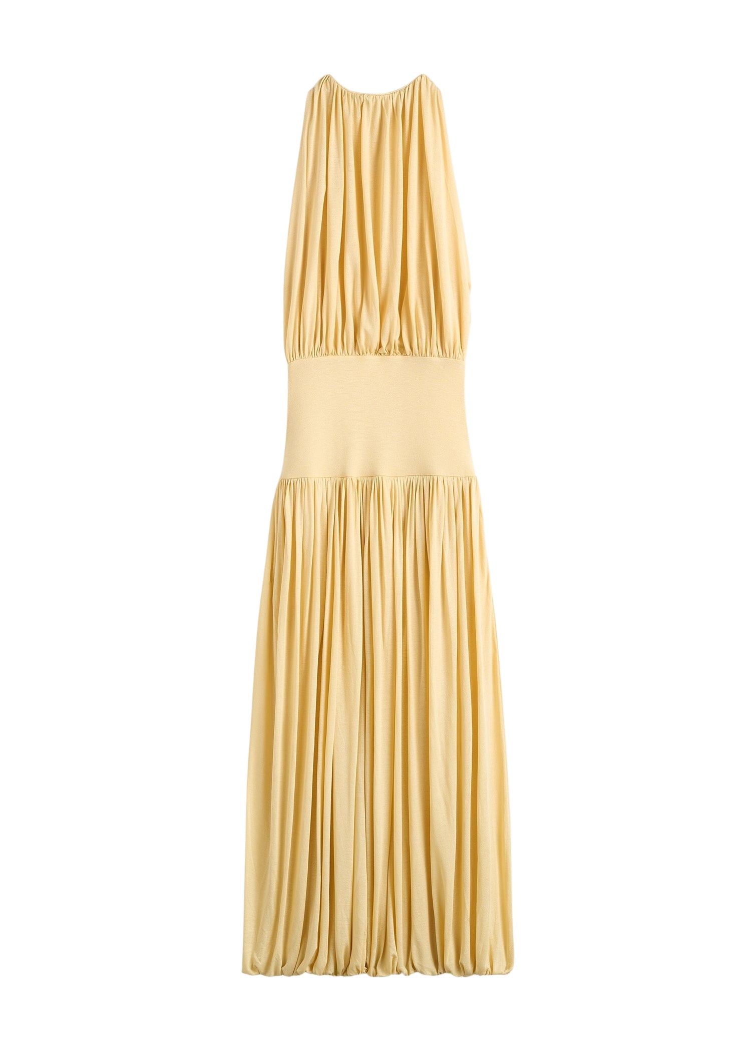 Totême Soft gathered dress in Champagne - Dresses - Scandinavian Minimalist Luxury at Coveti