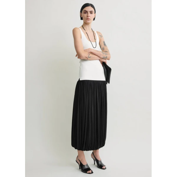 Totême Soft gathered skirt in Black - Skirts - Scandinavian Minimalist Luxury at Coveti