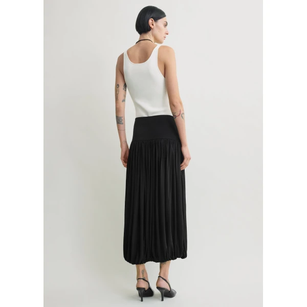 Totême Soft gathered skirt in Black - Skirts - Scandinavian Minimalist Luxury at Coveti