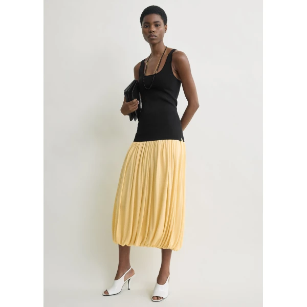 Totême Soft gathered skirt in Champagne - Skirts - Scandinavian Minimalist Luxury at Coveti