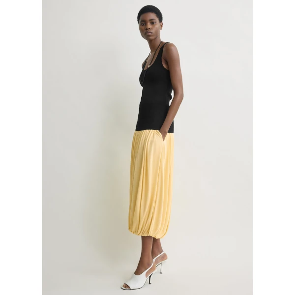 Totême Soft gathered skirt in Champagne - Skirts - Scandinavian Minimalist Luxury at Coveti