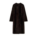 Totême Soft shearling coat in Bark - Coats - Scandinavian Minimalist Luxury at Coveti