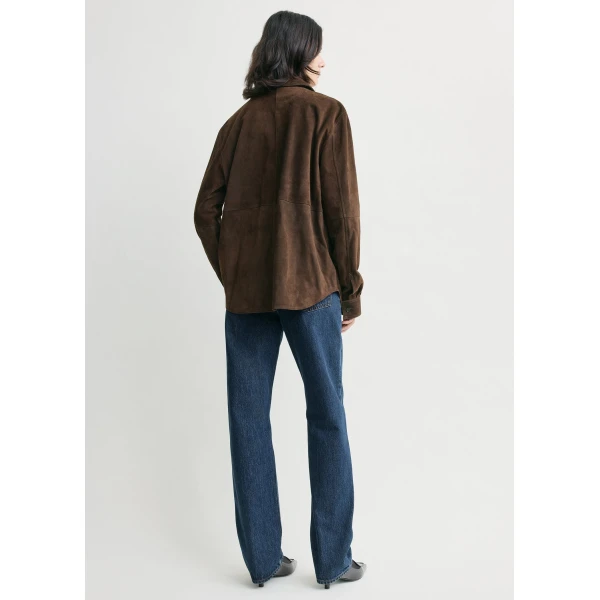 Totême Soft suede overshirt in Bark - Tops - Scandinavian Minimalist Luxury at Coveti