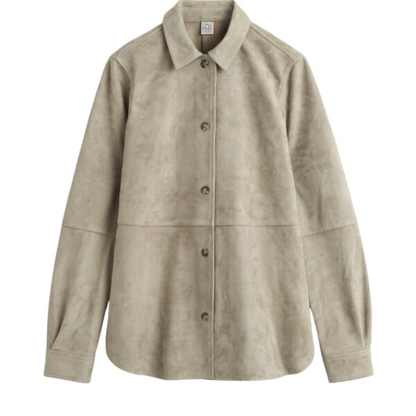 Totême Soft suede shirt in Desert - Tops - Scandinavian Minimalist Luxury at Coveti