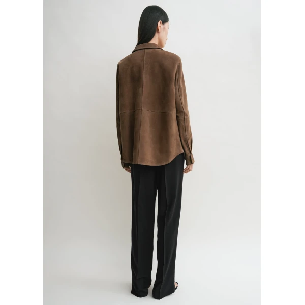 Totême Soft suede shirt in Tobacco - Tops - Scandinavian Minimalist Luxury at Coveti