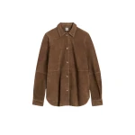Totême Soft suede shirt in Tobacco - Tops - Scandinavian Minimalist Luxury at Coveti