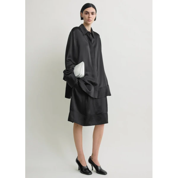 Totême Soft tuxedo shirt in Black - Tops - Scandinavian Minimalist Luxury at Coveti