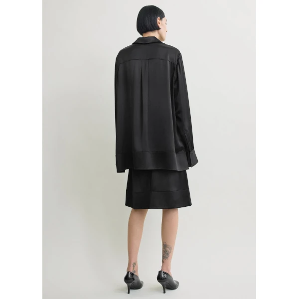 Totême Soft tuxedo shirt in Black - Tops - Scandinavian Minimalist Luxury at Coveti