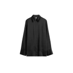Totême Soft tuxedo shirt in Black - Tops - Scandinavian Minimalist Luxury at Coveti