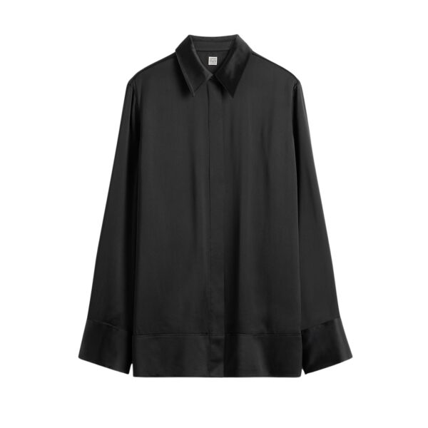 Totême Soft tuxedo shirt in Black - Tops - Scandinavian Minimalist Luxury at Coveti