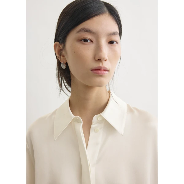 Totême Soft tuxedo shirt in White - Tops - Scandinavian Minimalist Luxury at Coveti