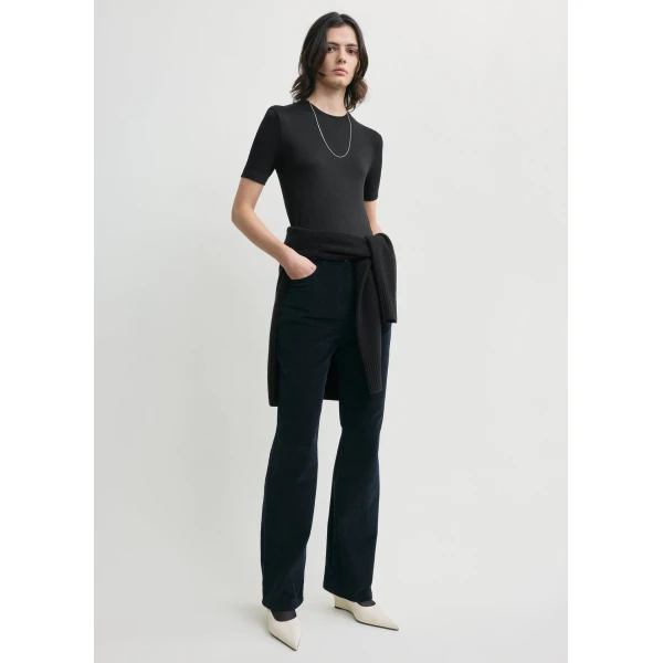 Totême Straight cord trousers in Navy - Pants - Scandinavian Minimalist Luxury at Coveti