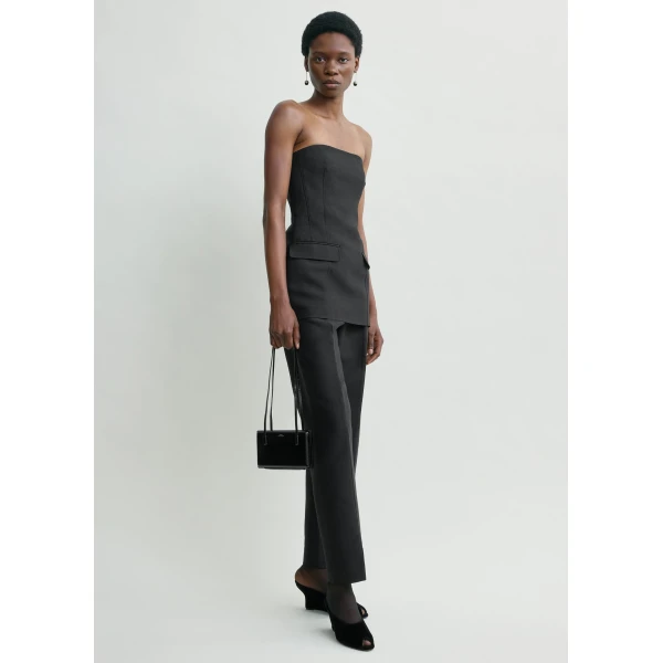 Totême Strapless crepe pocket top in Black - Tops - Scandinavian Minimalist Luxury at Coveti