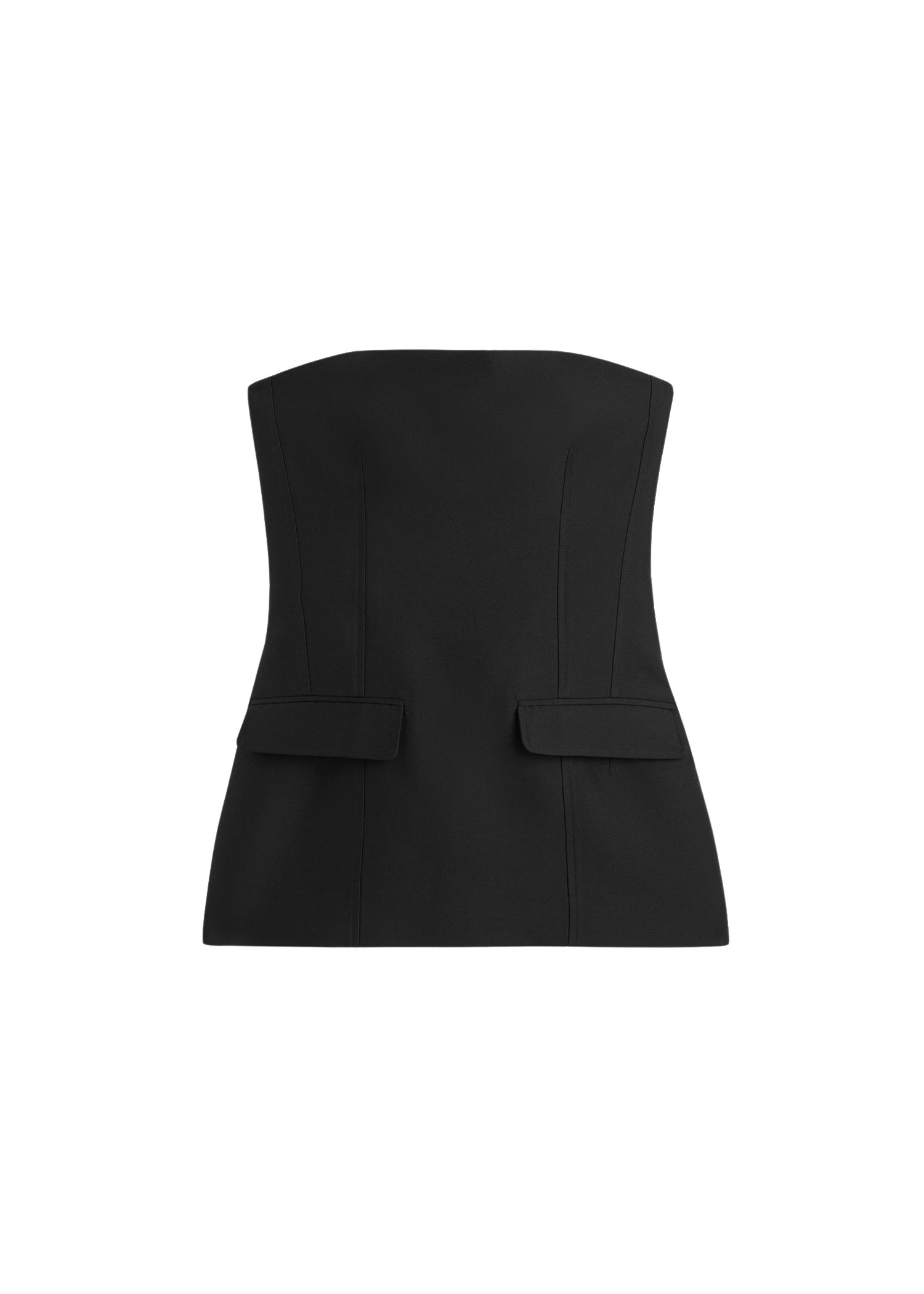 Totême Strapless crepe pocket top in Black - Tops - Scandinavian Minimalist Luxury at Coveti