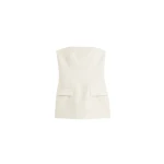 Totême Strapless crepe pocket top in Ecru - Tops - Scandinavian Minimalist Luxury at Coveti