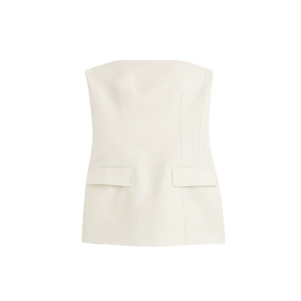 Totême Strapless crepe pocket top in Ecru - Tops - Scandinavian Minimalist Luxury at Coveti