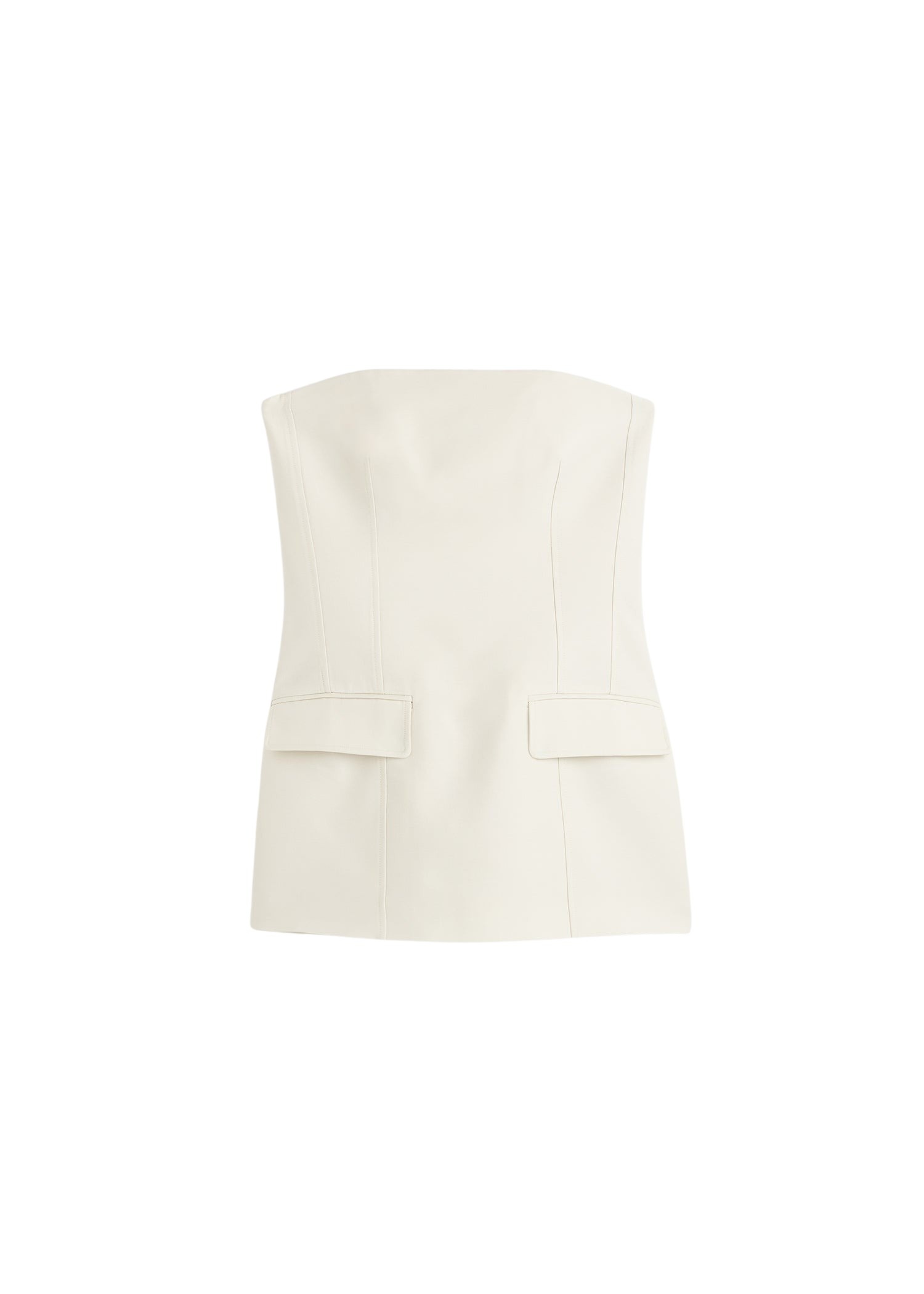 Totême Strapless crepe pocket top in Ecru - Tops - Scandinavian Minimalist Luxury at Coveti
