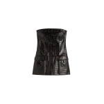 Totême Strapless croco-embossed pocket top in Dark brown - Tops - Scandinavian Minimalist Luxury at Coveti