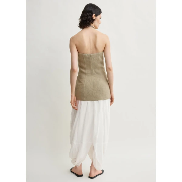 Totême Strapless linen pocket top in Beige - Tops - Scandinavian Minimalist Luxury at Coveti