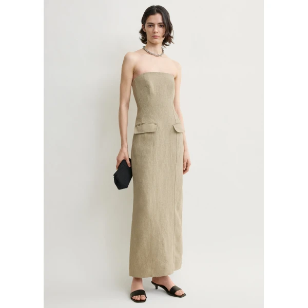 Totême Strapless pocket dress in Beige - Dresses - Scandinavian Minimalist Luxury at Coveti