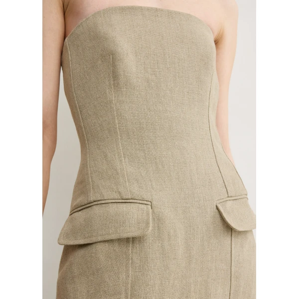 Totême Strapless pocket dress in Beige - Dresses - Scandinavian Minimalist Luxury at Coveti