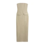 Totême Strapless pocket dress in Beige - Dresses - Scandinavian Minimalist Luxury at Coveti