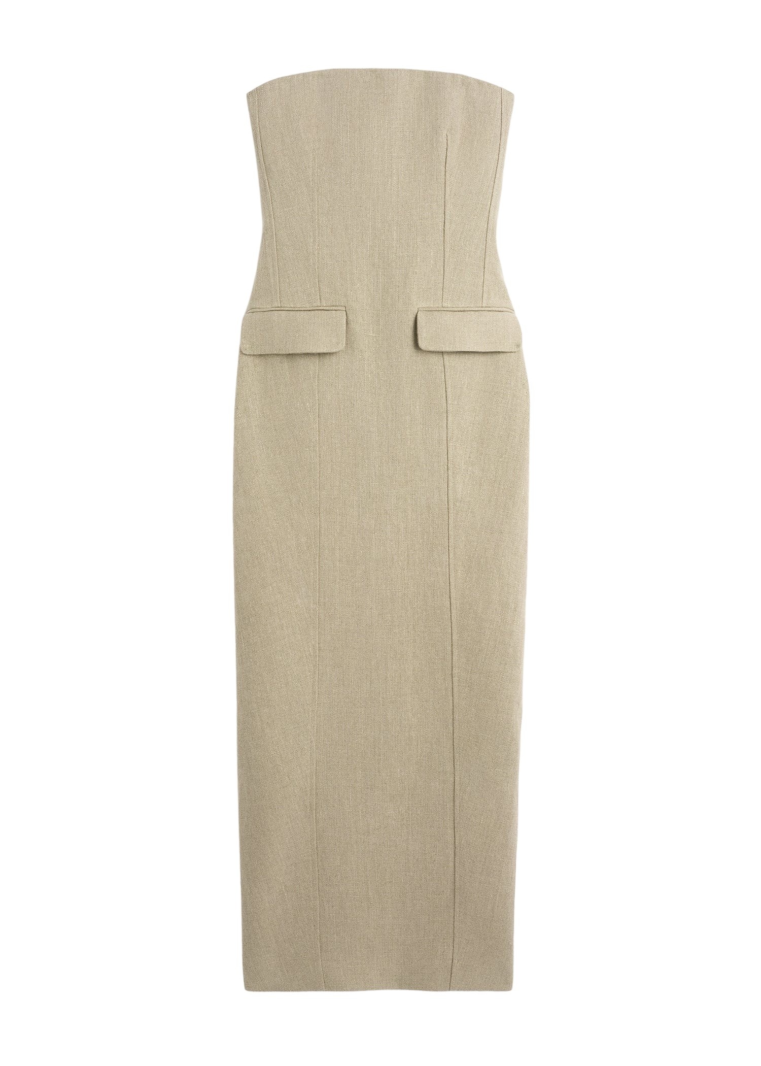Totême Strapless pocket dress in Beige - Dresses - Scandinavian Minimalist Luxury at Coveti