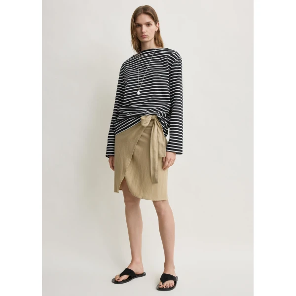 Totême Stripe jersey long-sleeve tee in Black / White - Tops - Scandinavian Minimalist Luxury at Coveti