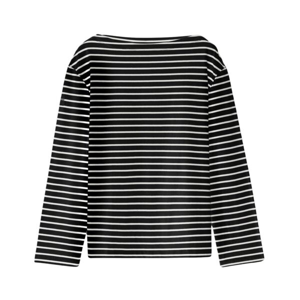 Totême Stripe jersey long-sleeve tee in Black / White - Tops - Scandinavian Minimalist Luxury at Coveti