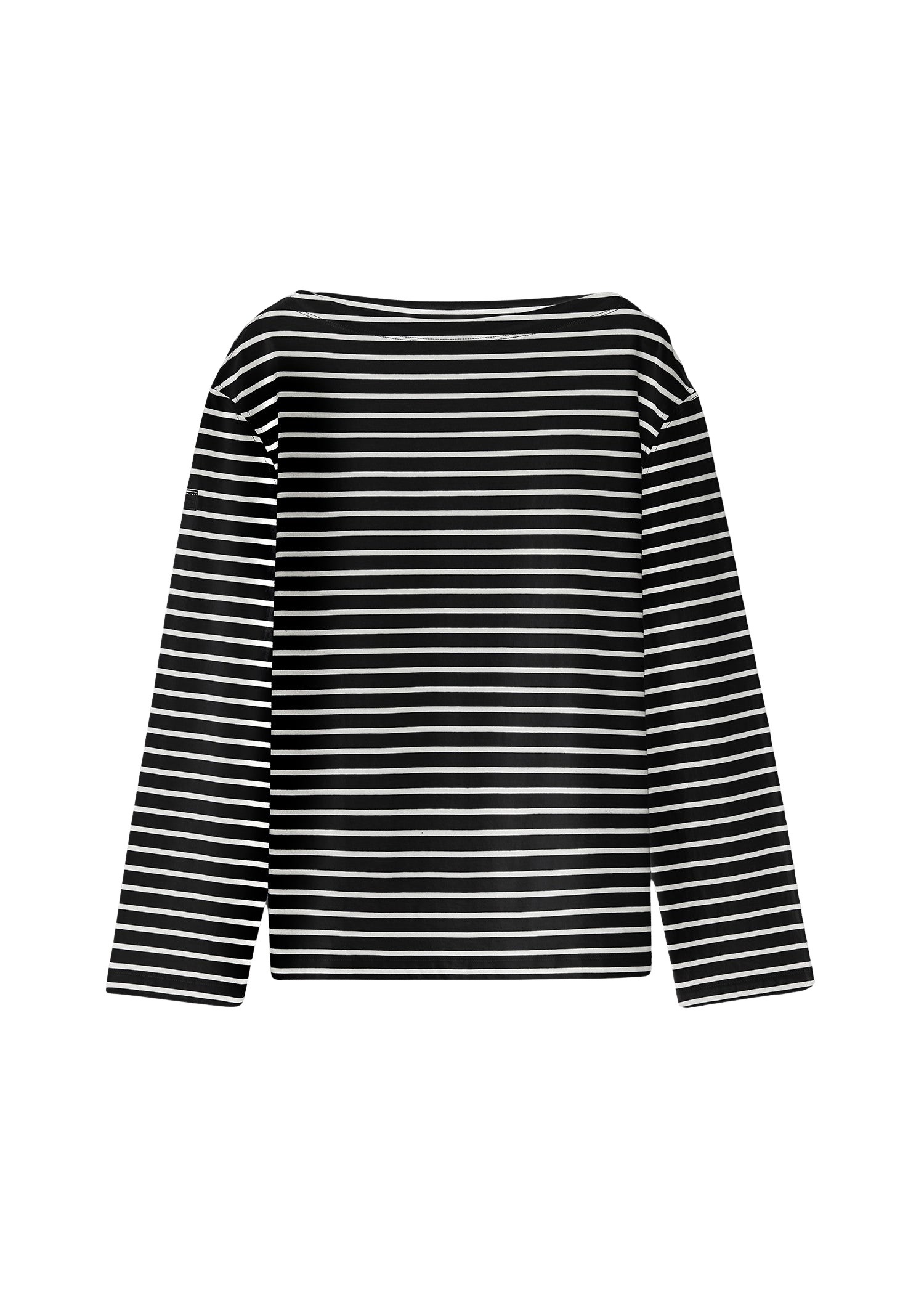 Totême Stripe jersey long-sleeve tee in Black / White - Tops - Scandinavian Minimalist Luxury at Coveti