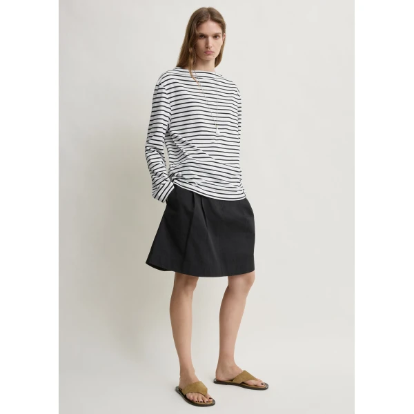Totême Stripe jersey long-sleeve tee in White / Black - Tops - Scandinavian Minimalist Luxury at Coveti