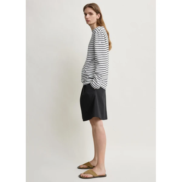 Totême Stripe jersey long-sleeve tee in White / Black - Tops - Scandinavian Minimalist Luxury at Coveti