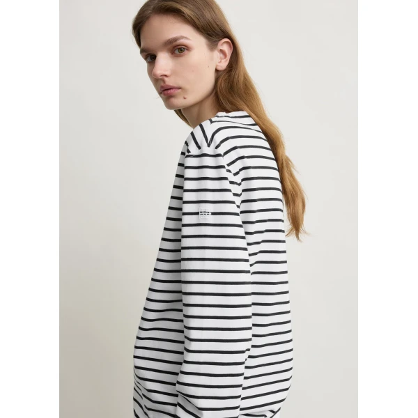 Totême Stripe jersey long-sleeve tee in White / Black - Tops - Scandinavian Minimalist Luxury at Coveti