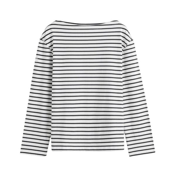 Totême Stripe jersey long-sleeve tee in White / Black - Tops - Scandinavian Minimalist Luxury at Coveti