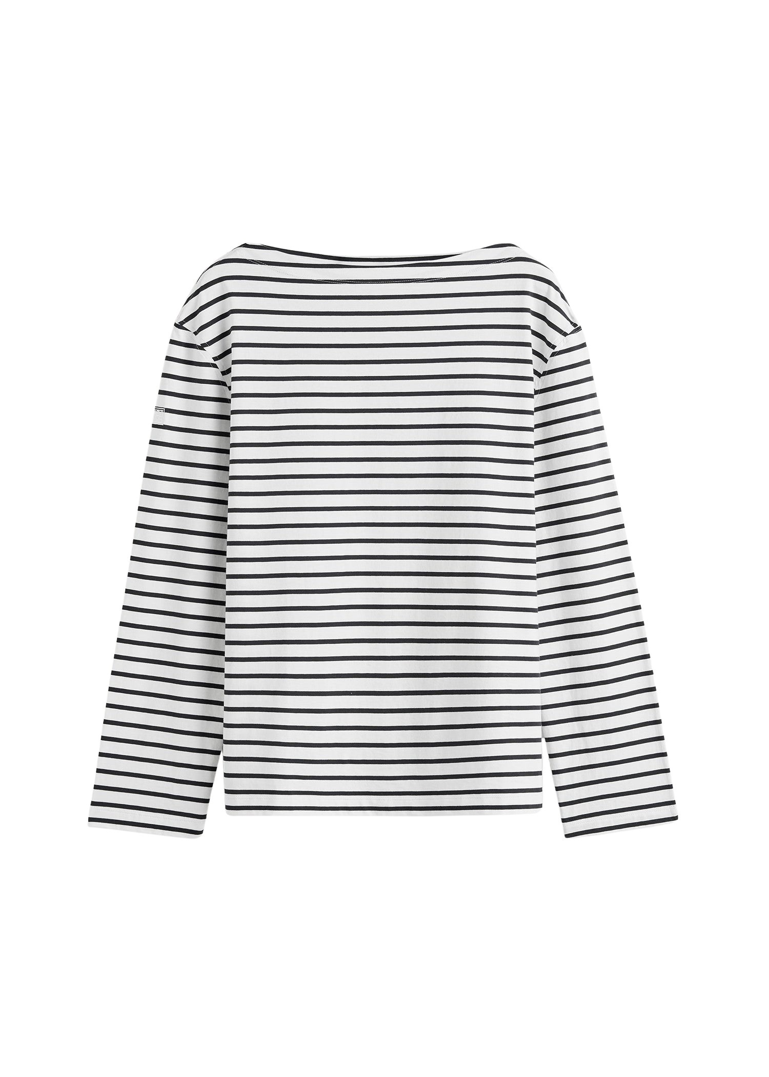 Totême Stripe jersey long-sleeve tee in White / Black - Tops - Scandinavian Minimalist Luxury at Coveti