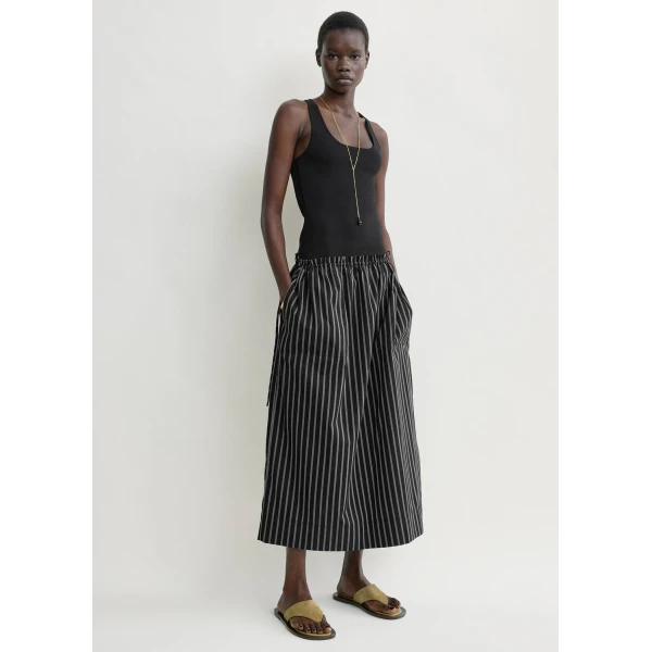 Totême Striped drawstring skirt in Black / White - Skirts - Scandinavian Minimalist Luxury at Coveti