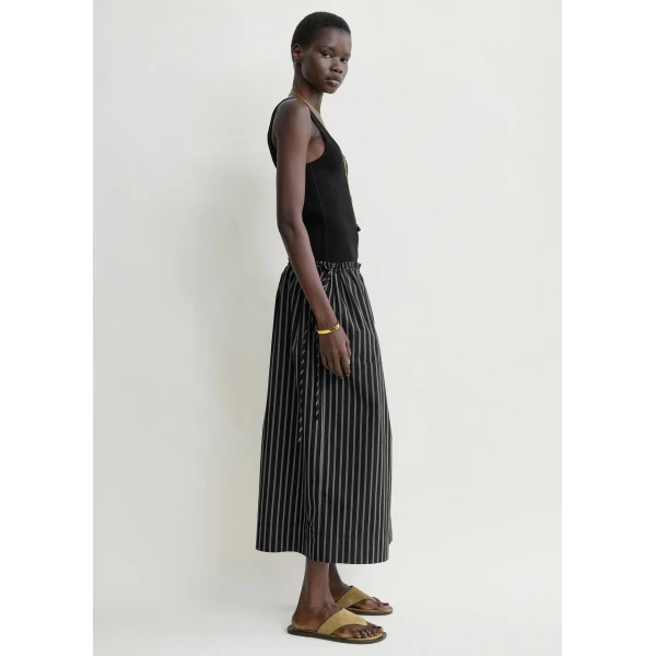 Totême Striped drawstring skirt in Black / White - Skirts - Scandinavian Minimalist Luxury at Coveti