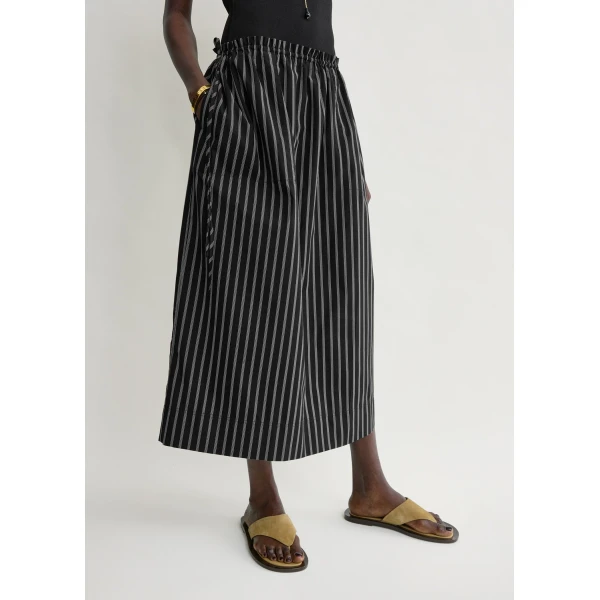 Totême Striped drawstring skirt in Black / White - Skirts - Scandinavian Minimalist Luxury at Coveti