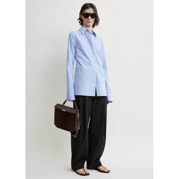 Totême Striped poplin shirt in Blue / White - Tops - Scandinavian Minimalist Luxury at Coveti