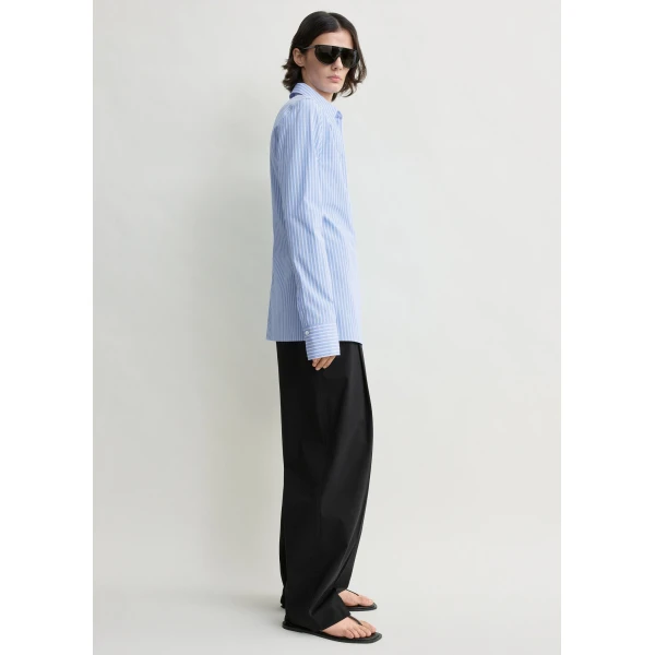 Totême Striped poplin shirt in Blue / White - Tops - Scandinavian Minimalist Luxury at Coveti