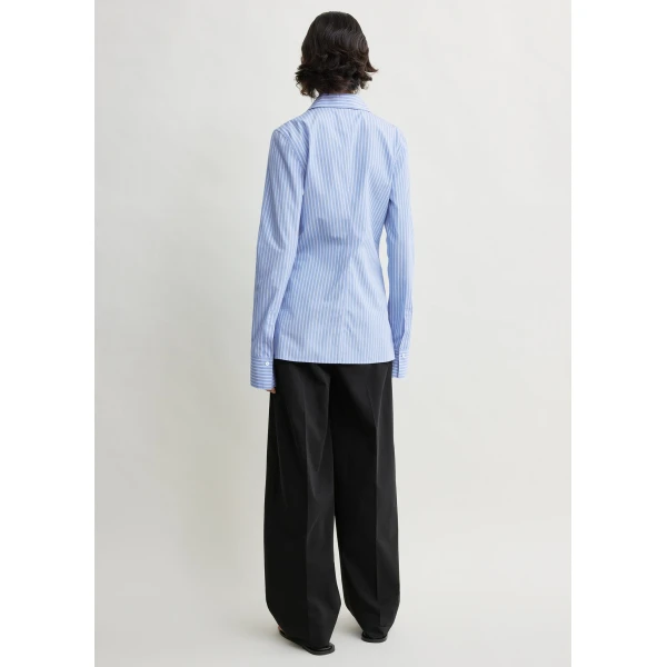 Totême Striped poplin shirt in Blue / White - Tops - Scandinavian Minimalist Luxury at Coveti