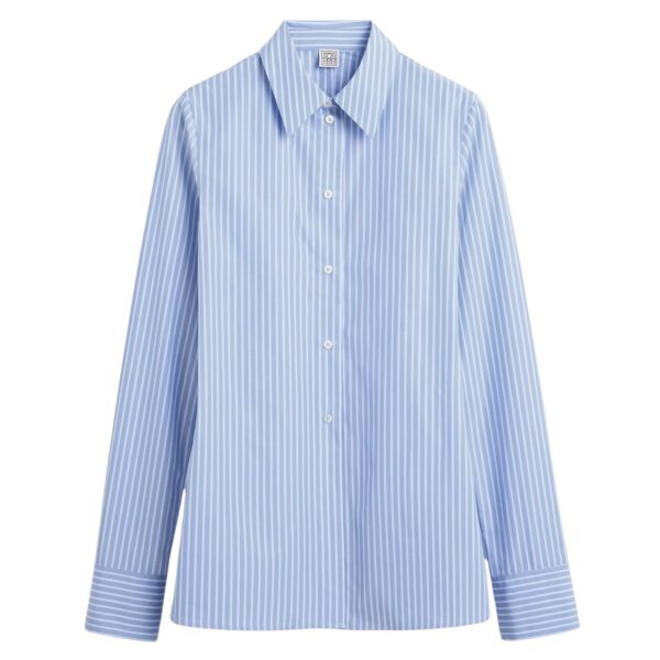 Totême Striped poplin shirt in Blue / White - Tops - Scandinavian Minimalist Luxury at Coveti