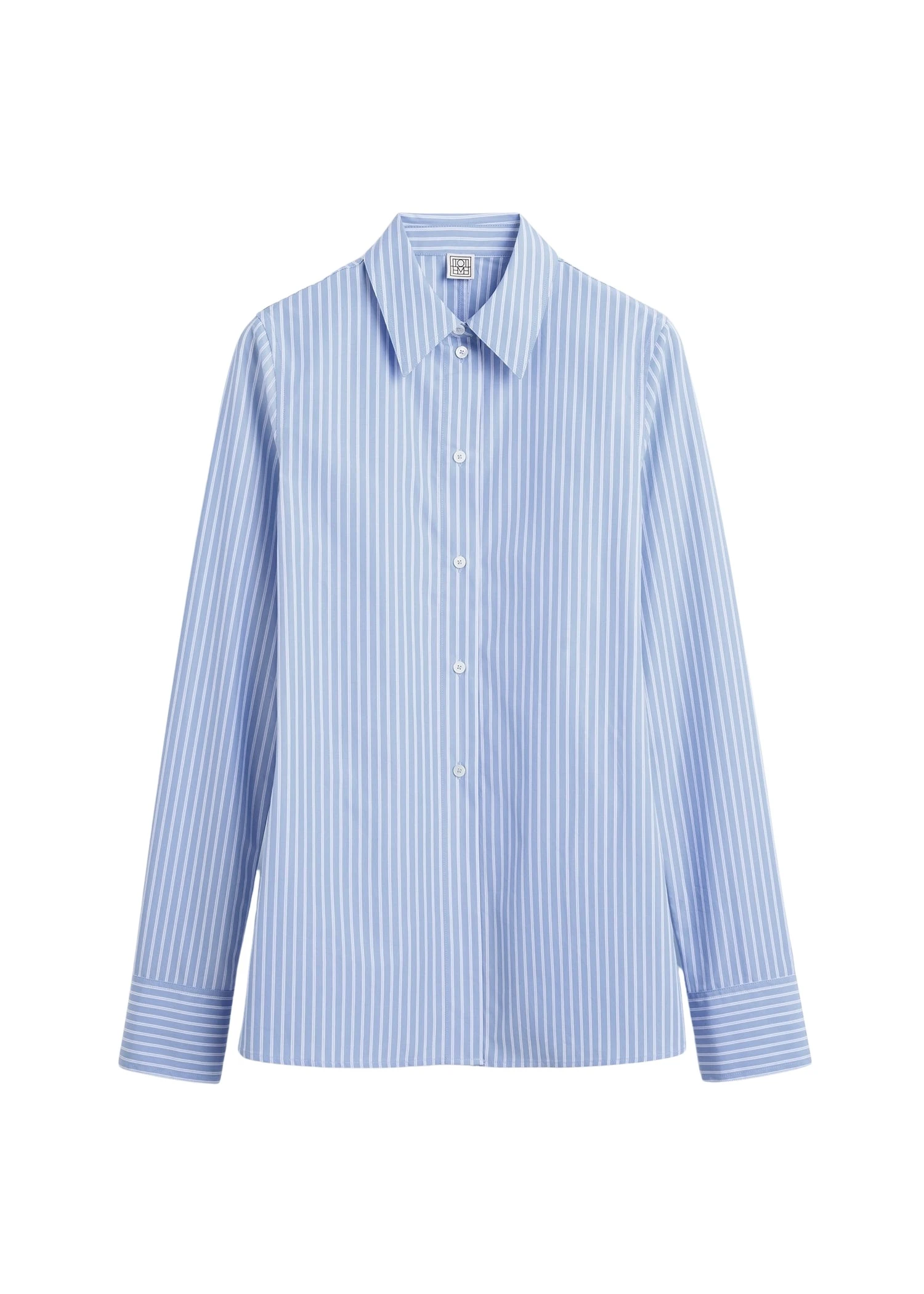 Totême Striped poplin shirt in Blue / White - Tops - Scandinavian Minimalist Luxury at Coveti