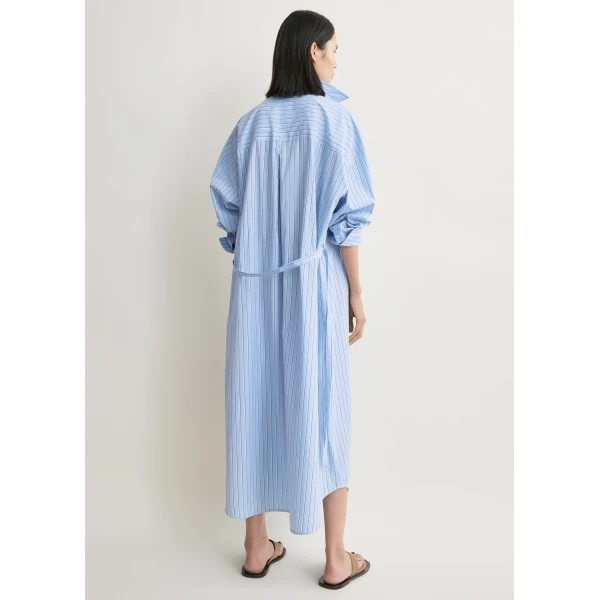 Totême Striped shirtdress in Pale blue / Red - Dresses - Scandinavian Minimalist Luxury at Coveti