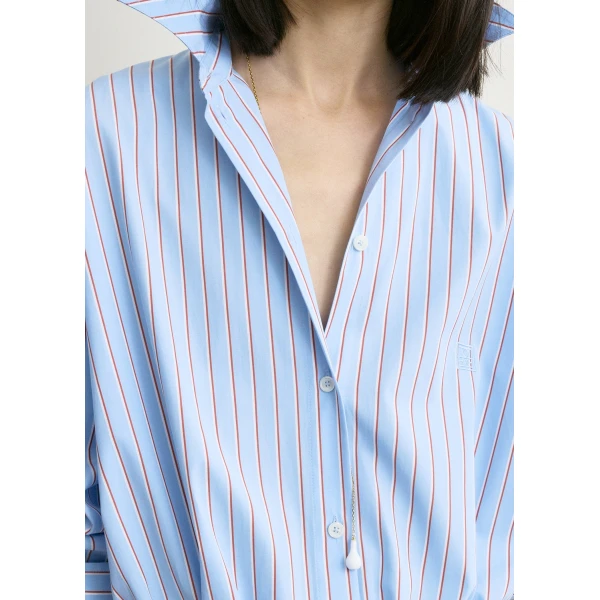 Totême Striped shirtdress in Pale blue / Red - Dresses - Scandinavian Minimalist Luxury at Coveti