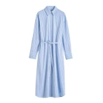 Totême Striped shirtdress in Pale blue / Red - Dresses - Scandinavian Minimalist Luxury at Coveti